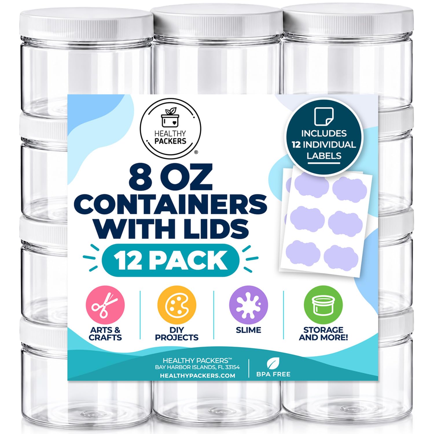 Amazon.com: Healthy Packers 8 oz Slime Containers, 12pk Clear