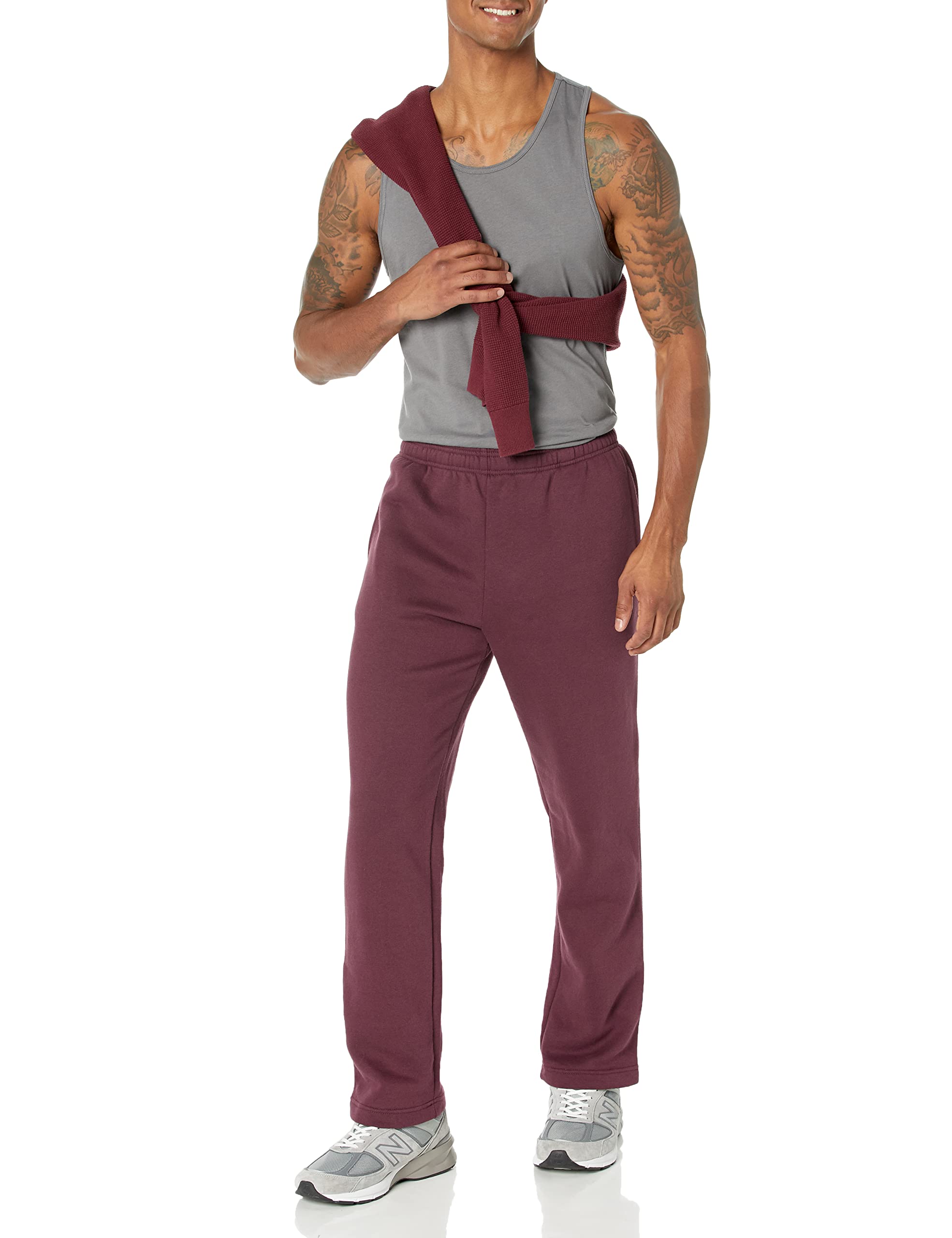 Amazon Essentials Pantaloni Sportivi in Pile con Fondo Aperto (Disponibili in Taglie Extra Forti) Uomo