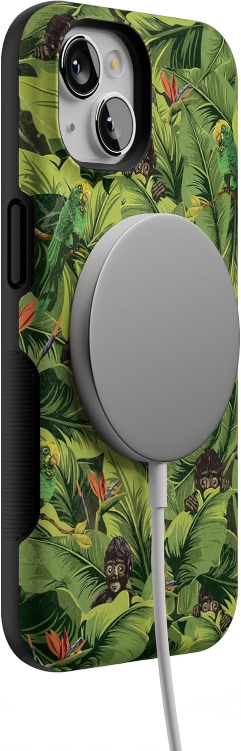 Casely iPhone 13 Case | Sneaky Monkeys | Frida Kahlo Jungle Floral | Bold Protective Design | Compatible with MagSafe