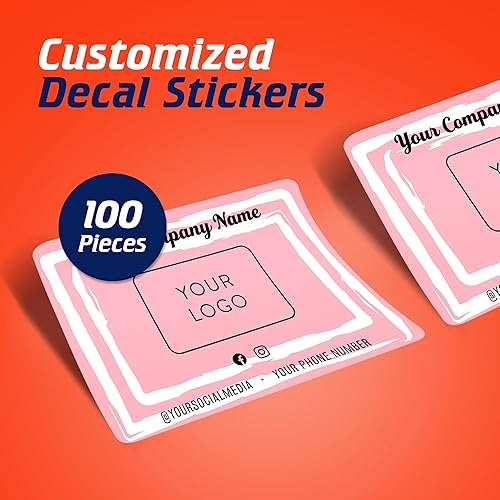 Vista 100 de DayStar Custom Signs & Design, Paquete de 60 calcomanías rectangulares personalizadas de vinilo personalizadas para logotipo de pequeñas empresas