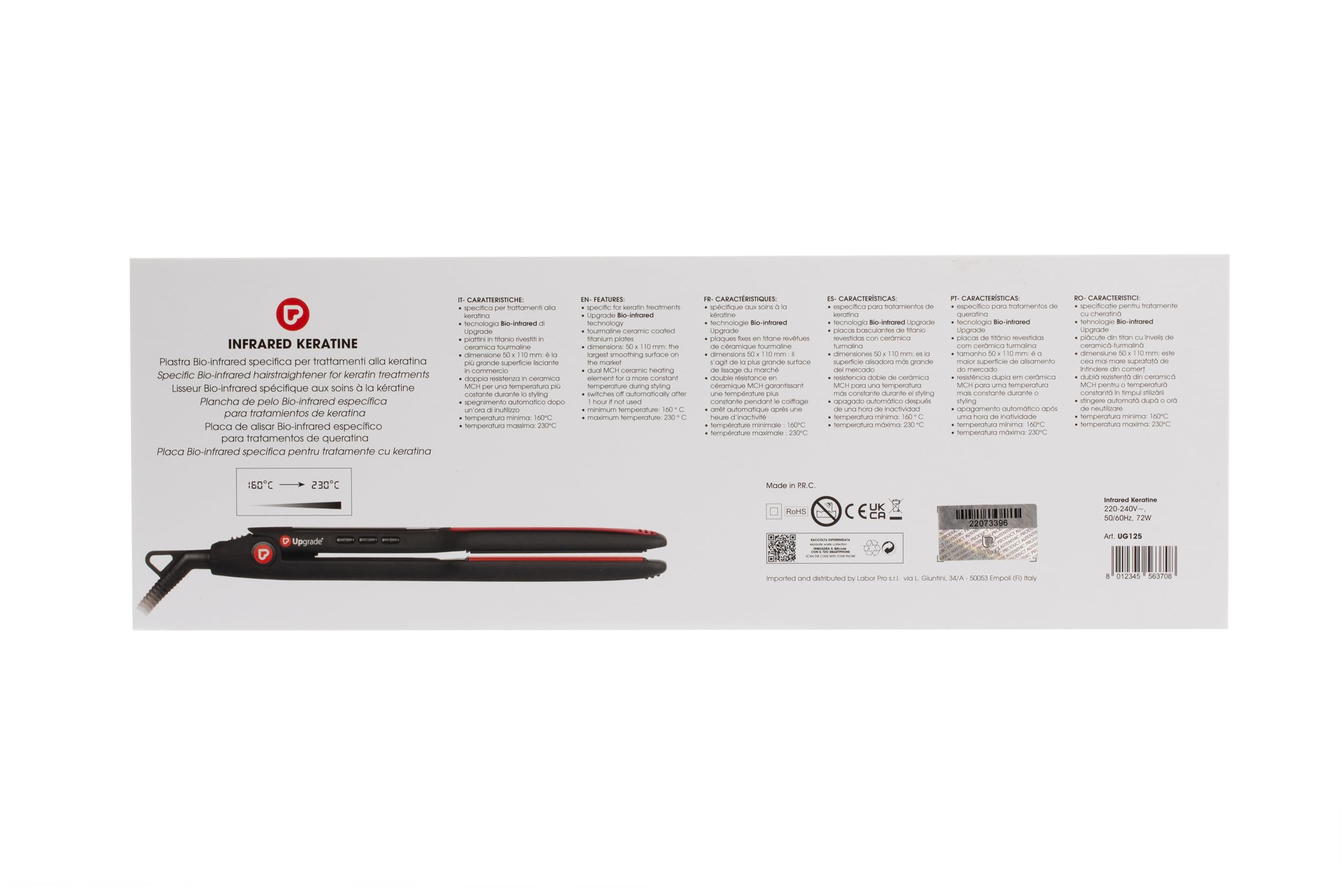 Upgrade - Plancha de pelo profesional Keratin Bio - Específica para tratamientos de alisado con queratina - Adecuada para tratamientos profesionales de alisado y planchado
