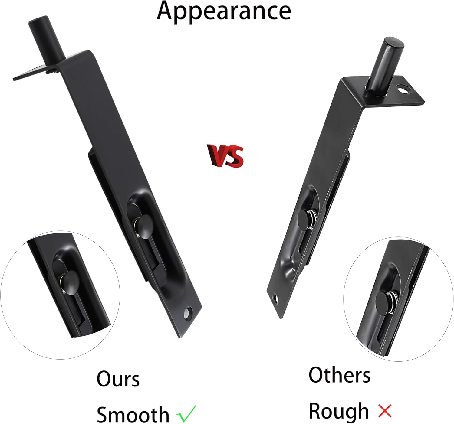 TOGU 6" Solid Stainless Steel Lever Action Flush Bolt,Concealed Security Door Lock for Composite Doors,French Doors,Wood Doors,Double Doors,Dummy Doors,Matte Black