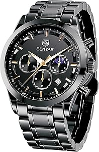 BENYAR by Watches Men’s Analogue Quartz Chronograph Waterproof Luminous Date Fashion Casual Wristwatch Elegant Gift for Men