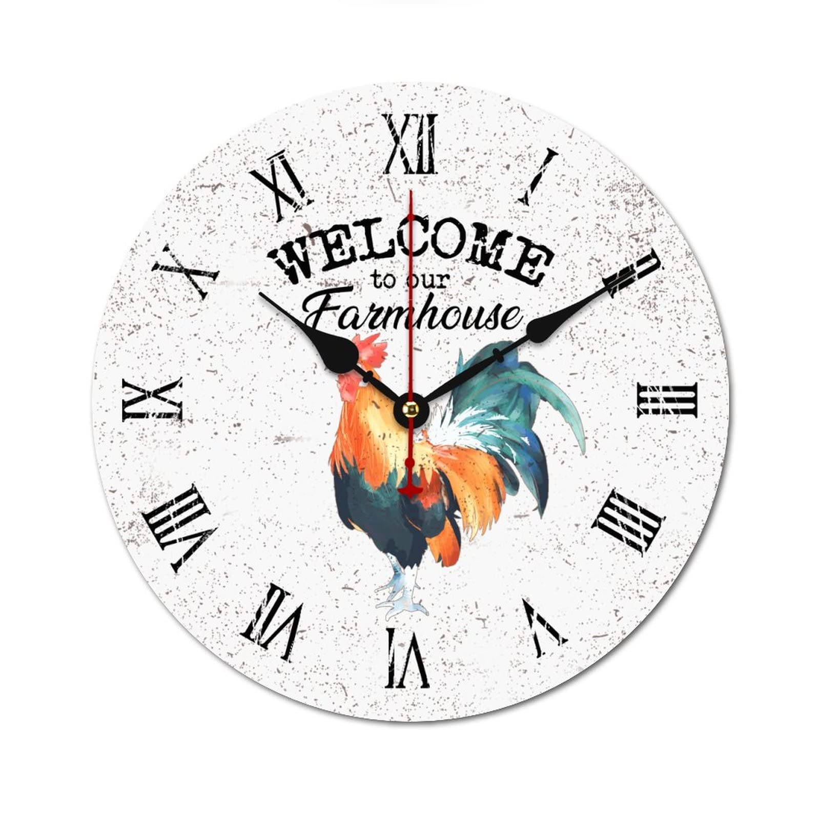 Horloge ronde en bois cadeau rétro idéal pour passionné de coqs et de ferme