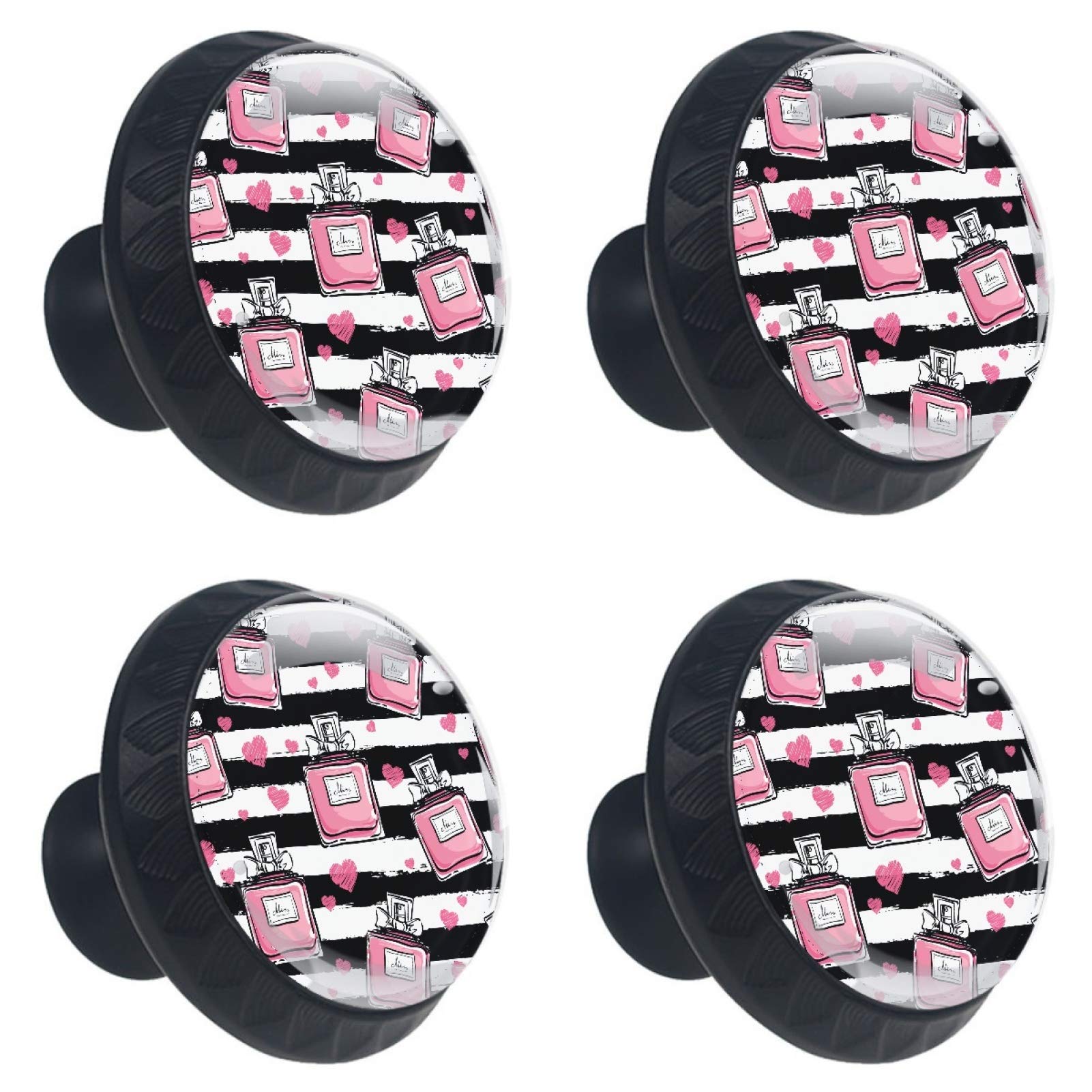 Boutons en verre rose parfumés à rayures pour rénover vos poignées de commode