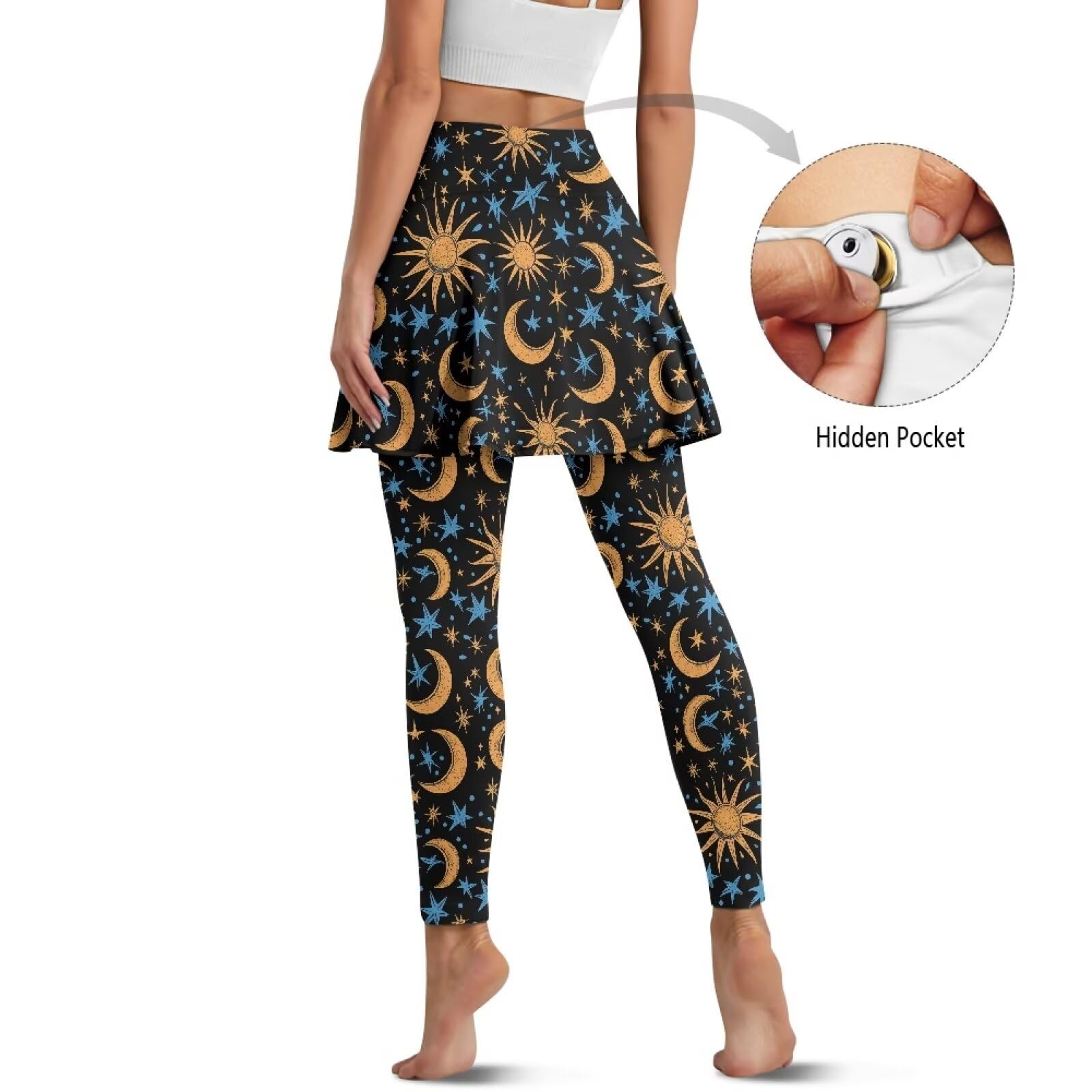 Poceacles Spódnice legginsy dla kobiet wysoka talia kontrola brzucha aktywny sport fitness tenis spódnice z legginsami spodnie do jogi
