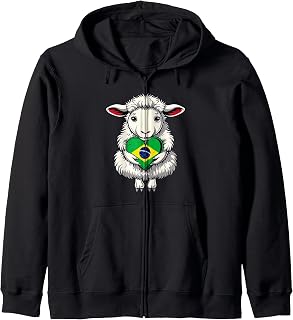 Brazil Cute Sheep Heart Brazilian Roots Brasilian Pride Zip Hoodie