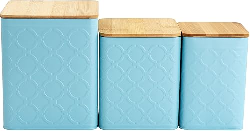 Megachef Juego de recipientes cuadrados de hierro de 3 piezas en turquesa