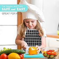 Vista 3 de Juegos de cocina para niños, juego de cocina y hornear con estuche de almacenamiento, cuchillos seguros para niños, tabla de cortar, delantal, libro