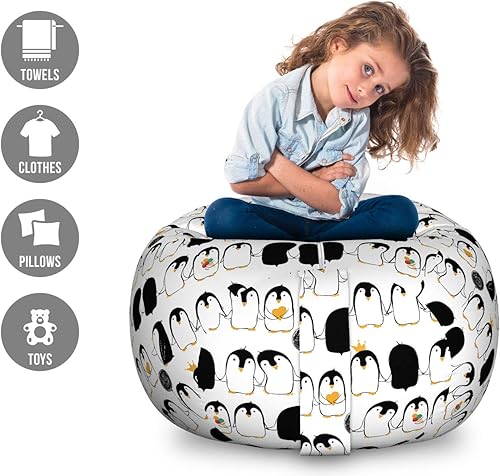 Miniatura 146 de Ambesonne Bolsa de juguetes de almacenamiento para perros, patrón con cachorros de raza pura, Bichon Pug Spitz Dachshund Poodle Shih Tzu, Rosa y