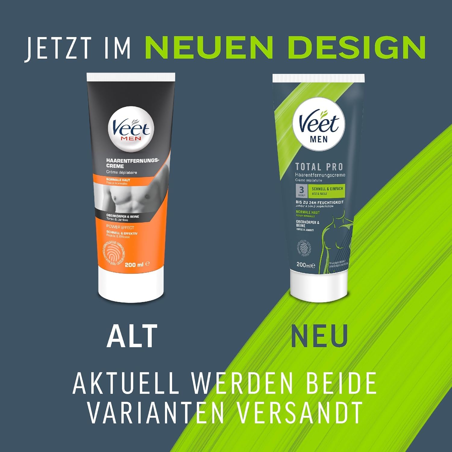 Veet For Men Crema Depilatoria Silk E Fresh Technology Pelli Normali 200 Ml (confezione da 2)