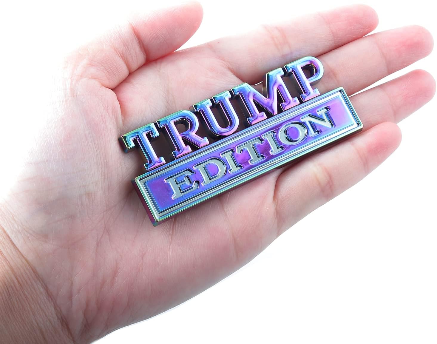 1x Trump Edition Emblem Universal 3D Metal Car Badge Sticker Replacement Car Hood Trunk Door Badge Decal Stickers Fit for Car Truck SUV (Colorful Purple) image 5