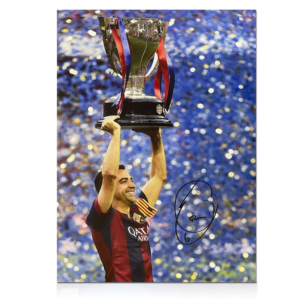 Foto del Barcellona autografata da Xavi: Trophy Lift