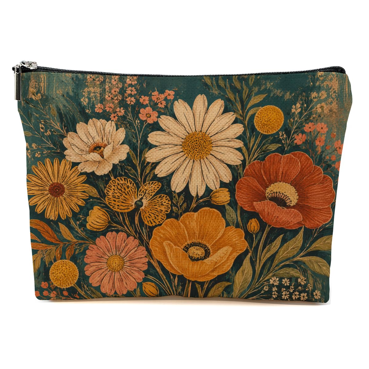 Boho Floral Makeup Bag Gifts for Women Mid Century Modern Travel Accessory