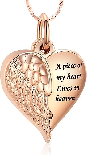 Imrsanl Collar con dije de urna de cremación en forma de corazón para cenizas humanas Un pedazo de mi corazón vive en el cielo