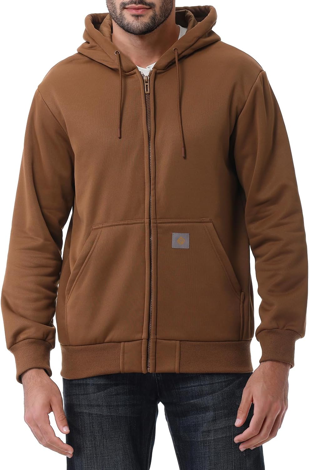 Men's Loose Fit Heavyweight Full Zip Fleece-Lined Hoodie Sweatshir