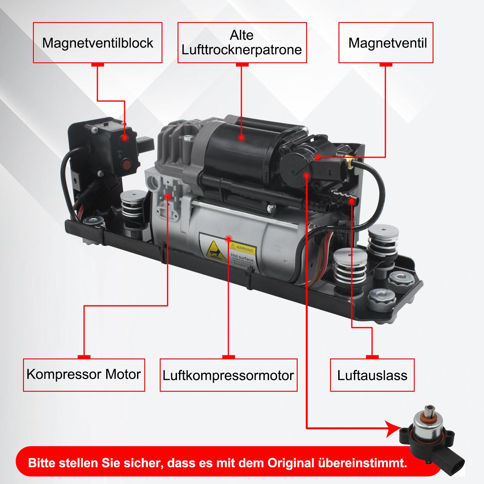 37206864215 Luftfederungskompressorpumpe mit Ventilblock und Halterung Kompatibel mit BMW 5 7 Serie F07 GT F11 F01 F02 F04 37206864215 37206794465 37206784137