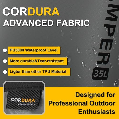 Miniatura 3 de Bolsa seca impermeable mejorada, impermeable y resistente al desgarro, nailon CORDURA, duradero y ligero, saco seco para senderismo, camping, kayak