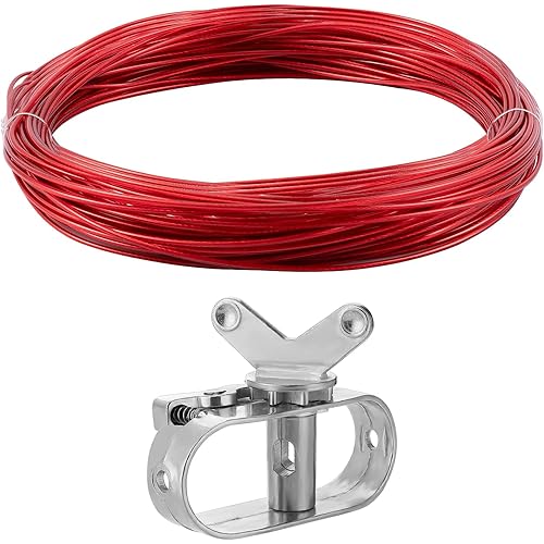 Pool Cover Cable & Winch Kit - 100ft Plastic Coated Steel Wire & Heavy Duty Zinc Alloy Spring Loaded Ratchet for Above Ground Swimming Pool Winter