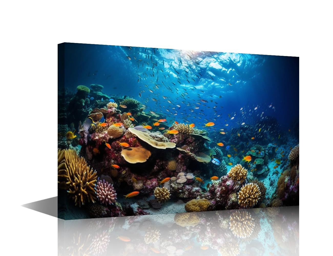 Wall Decor Aquatic Animals Canvas Wall Art Tropical Reef Modern Artwork for Office Marine Life Picture Print on Canvas Wall Decorations Framed Ready to Hang for Living Bedroom Home 24x16 in