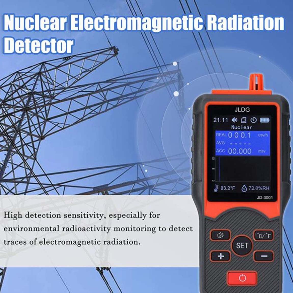 Geiger - Contador de radiación portátil para radiación electromagnética nuclear, 0,01-999,99 μT