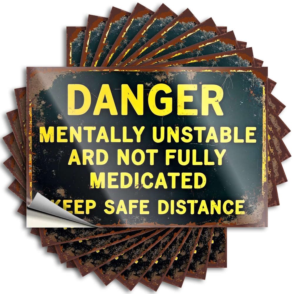 Saying Love Farmers Love Hat Danger: Mentally Unstable Keep Safe Distance - Scratch Resistant Stickers(12X18CM)