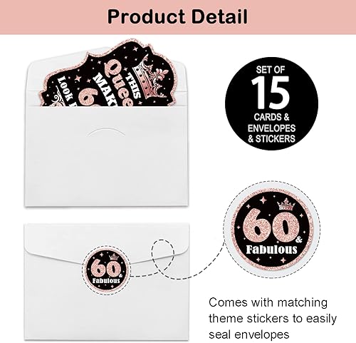 Vista 28 de REWIDPARTY Invitaciones de fiesta de cumpleaños número 80 de oro rosa con sobres y calcomanías, juego de 15 invitaciones con forma de relleno