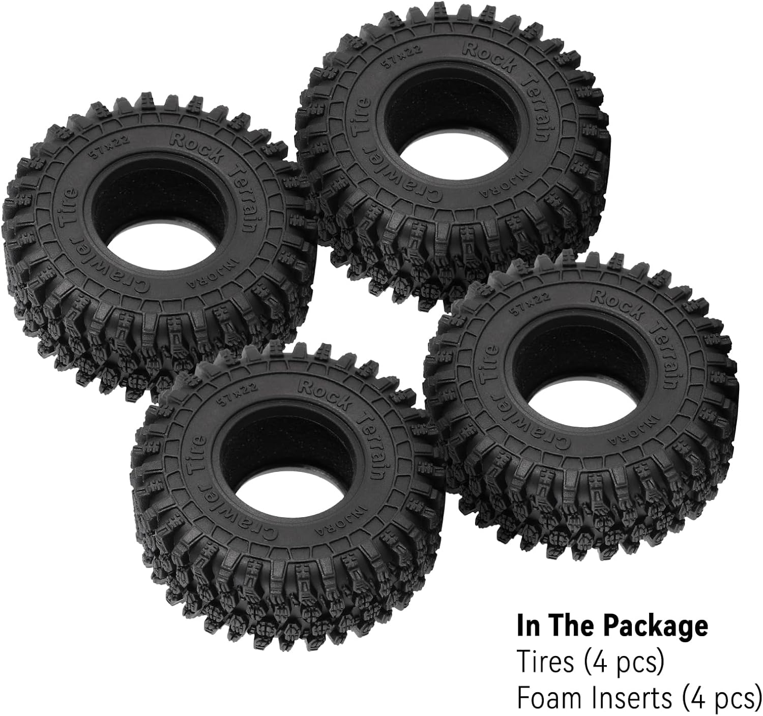 INJORA 1.0 Tires - 57 * 22mm S5 Super Soft Sticky Crawler Tires for TRX4M Axial AX24 SCX24 FCX24 Enduro24 Upgrade,T1016