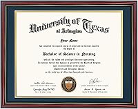 Vista 60 de GraduationMall - Marco para certificado, diploma y documentos con cristal real, aspecto de madera profesional y cuentas doradas, color caoba y blanco