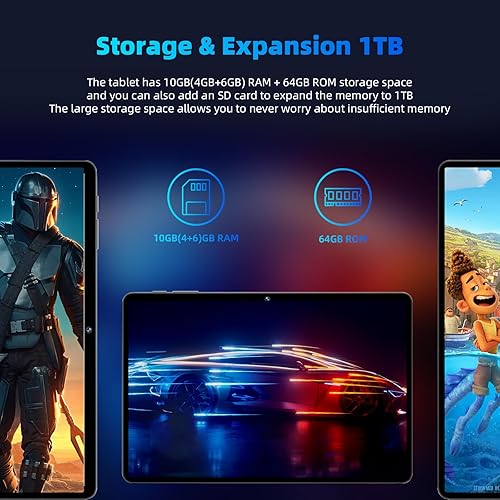 Miniatura 6 de Tablet Android 14, tabletas de 10 pulgadas, CPU Octa Core, 10GB+64GB+512GB de expansión, pantalla de 1280x800, Wi-Fi6, cámara dual, PC tablet con