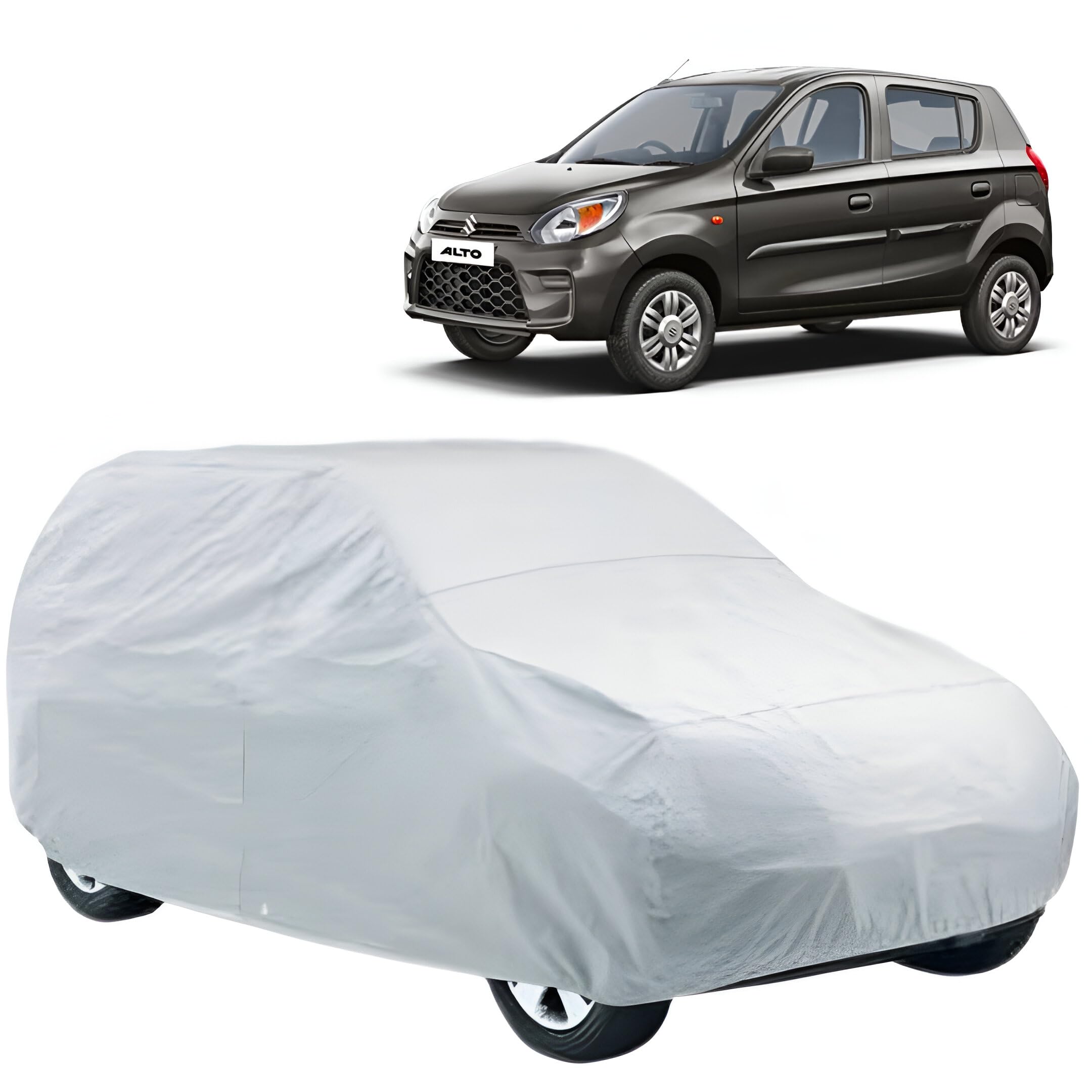 CARNEST Car Cover for Maruti Alto 800 | Water Resistant Maruti Alto 800 Car Body Cover with Triple Stitched Fully Elastic|Anti Dust,Durable, Heat Resistant, UV Proof Car Body Cover |Silver-image-23