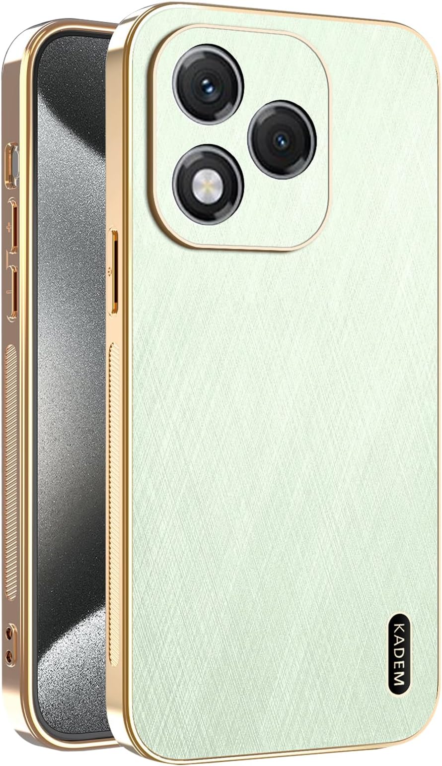 Phone Case for Honor 400 Lite Shockproof, Golden Thread Texture for Honor 400 Lite Case Silicone Slim Electroplated Black Cover Leather Anti-Fingerprint (Green)