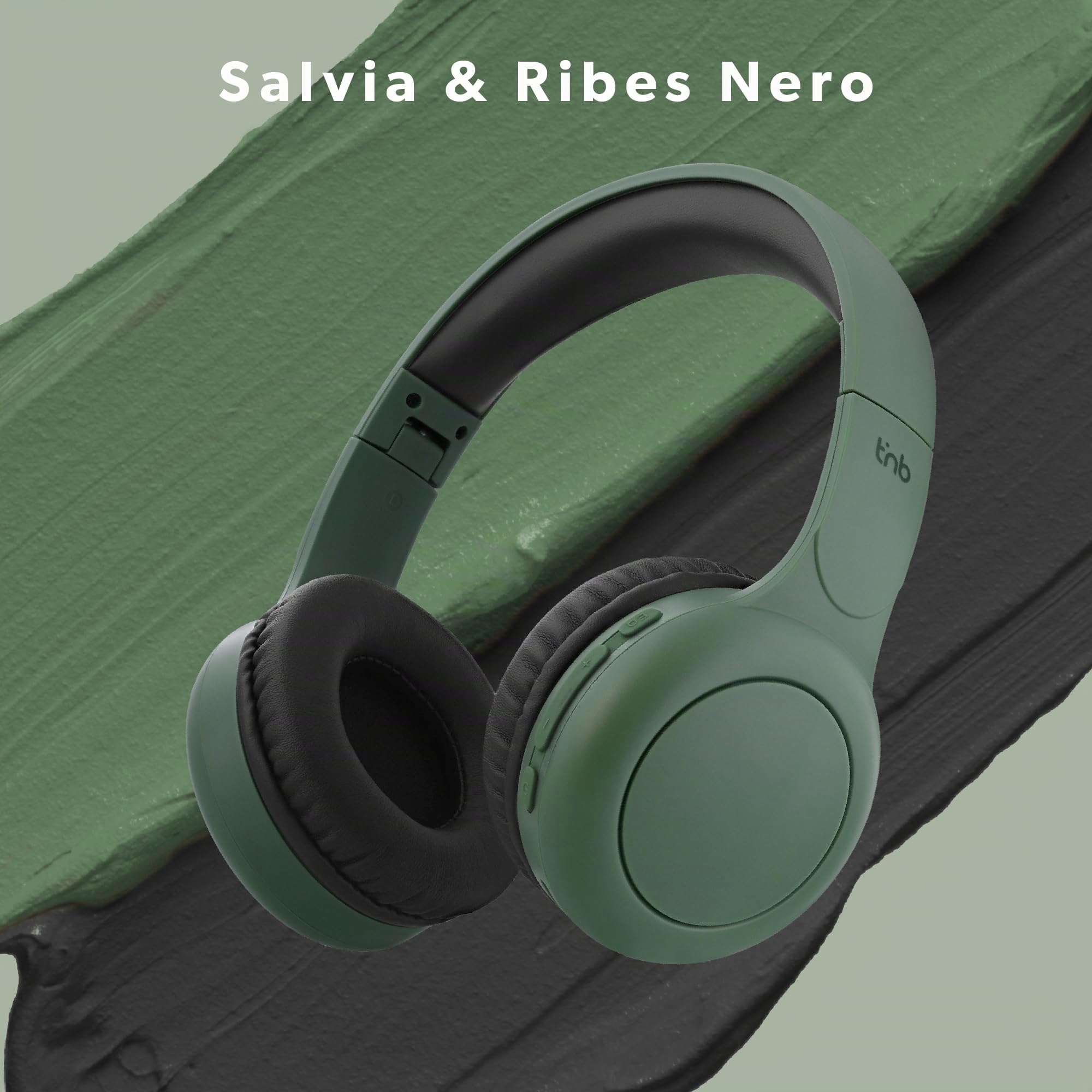 T'nB - Cuffie On-Ear Bluetooth Senza Fili, Confortevole On-ear, Cuscinetti in Schiuma, Microfono Incorporato, Archetto Regolabile, Durata della Batteria di 24 Ore, Leggero e Pieghevole - Verde