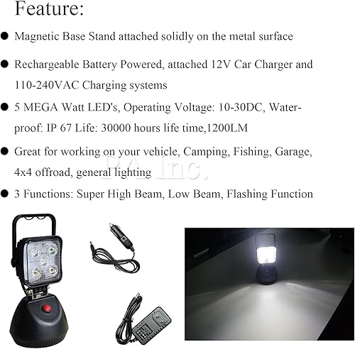 Miniatura 3 de PA 1 juego de LED súper brillante, versión LED, 4 funciones, magnética, recargable, portátil, linterna potente de mano para emergencias, apagones,