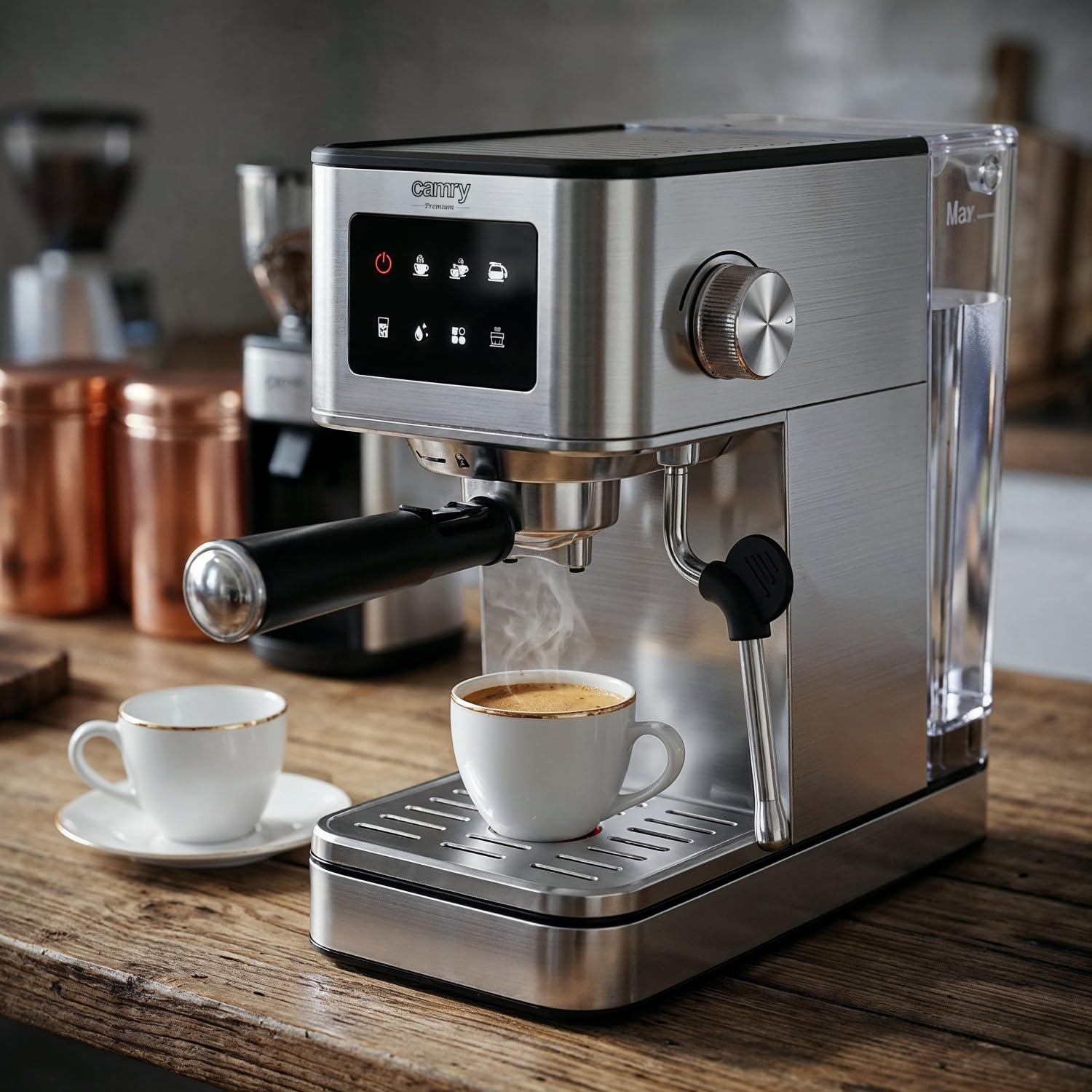 CAMRY CR 4389 Espressomaschine 7-in-1 – Milchaufschäumer, 1,7-l-Wassertank