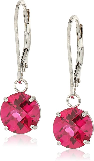 Amazon Collection 925 Sterling Silver 8mm Round Gemstone Dangle Earrings for Women with Leverbacks