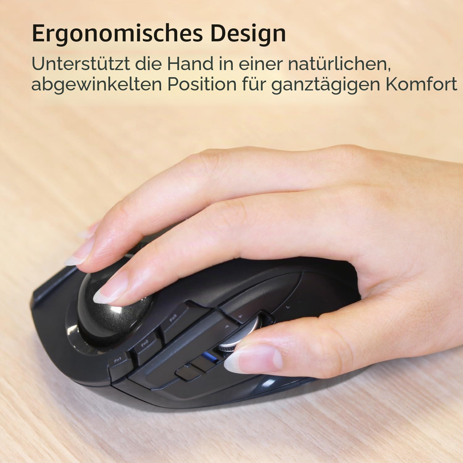 ELECOM DEFT Trackball Maus, 2.4GHz Drahtlos, Fingergesteuert, 8-Tasten-Funktion, Ergonomisches Design mit 34mm Glatter Kugel, Für PC/Laptop, Kompatibel mit Windows 11/MacOS, Modell M-DT2DRBK