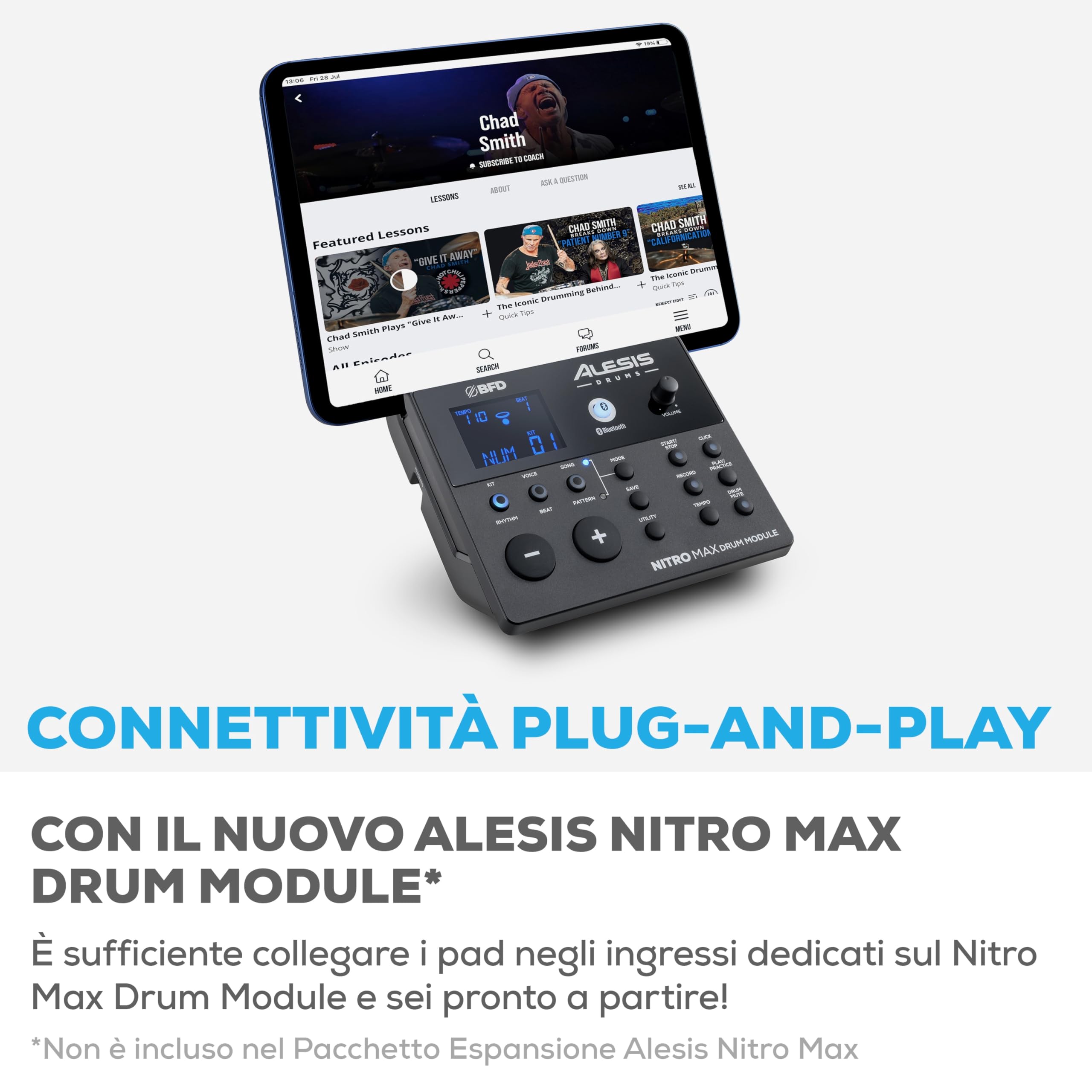 Alesis Nitro Max Expansion Pack - Espansione Batteria Tom Pad Mesh, Piatto 10" Choke, Cavi