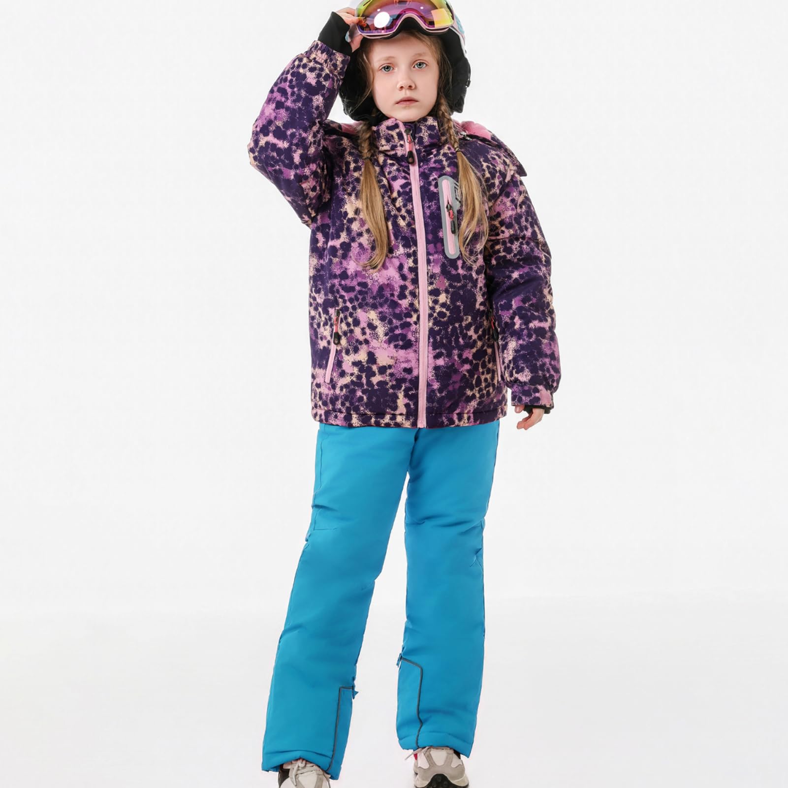 Traje de nieve para niños, Púrpura+Azul, 152-158