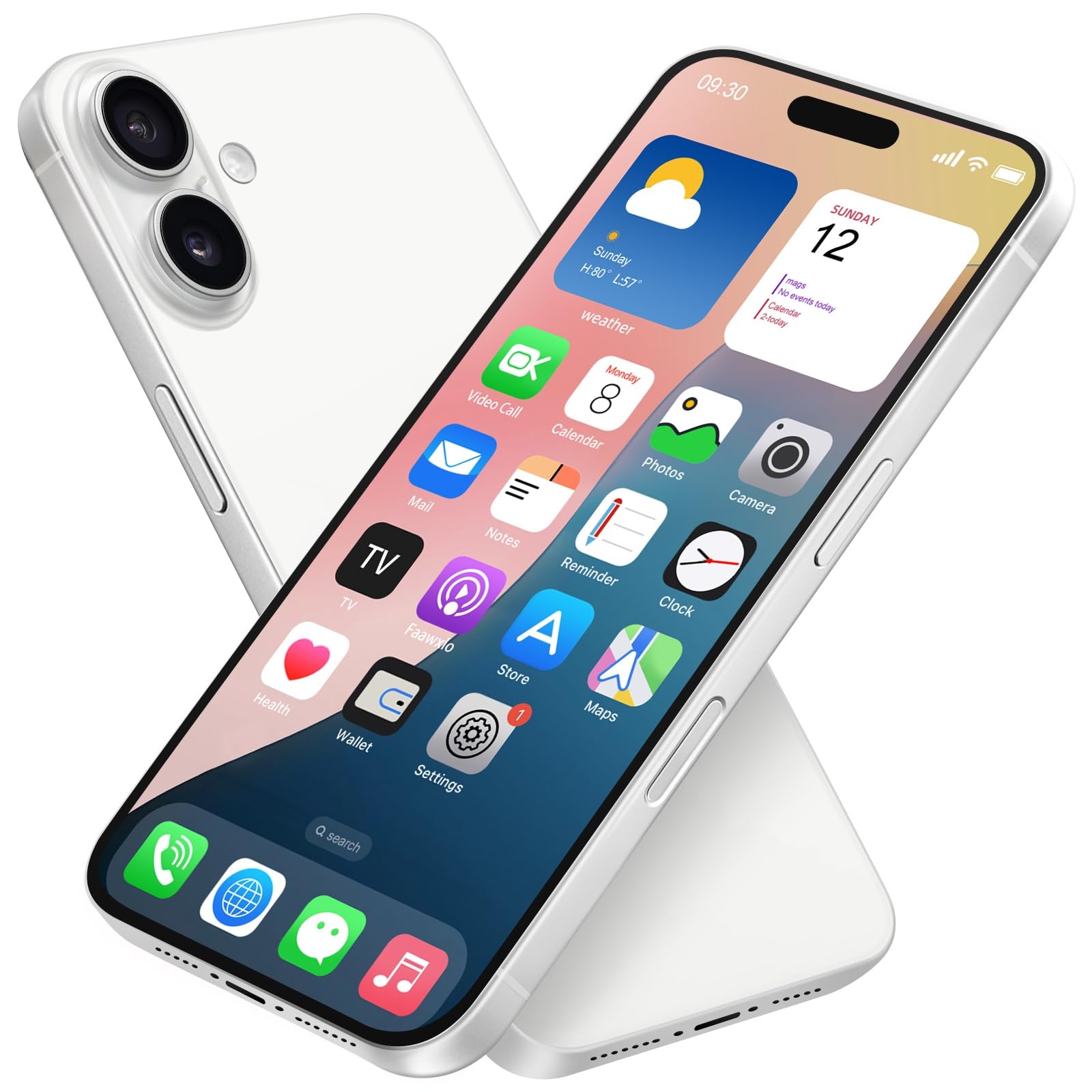 Dummy Fake Phone Model, Looks Like The RealPhone Compatible withPhone 16 Pro Max, for Cellphone Store Display or Send a ToyPhone for Kids (16,White,The Screen is Printed with Patterns)