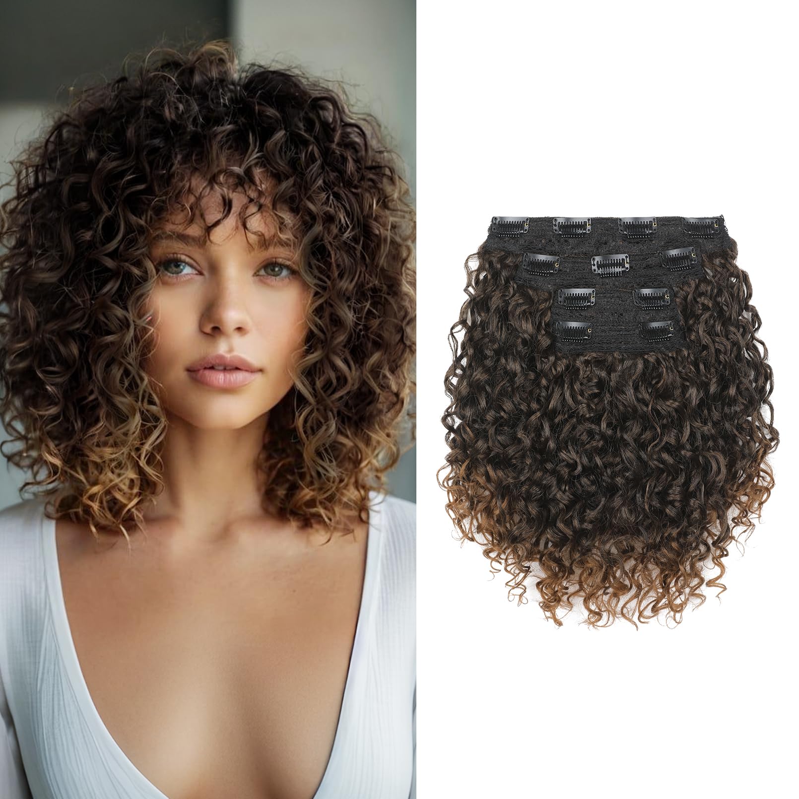 FLUFYMOOZ 4PC Clip in Hair Extensions