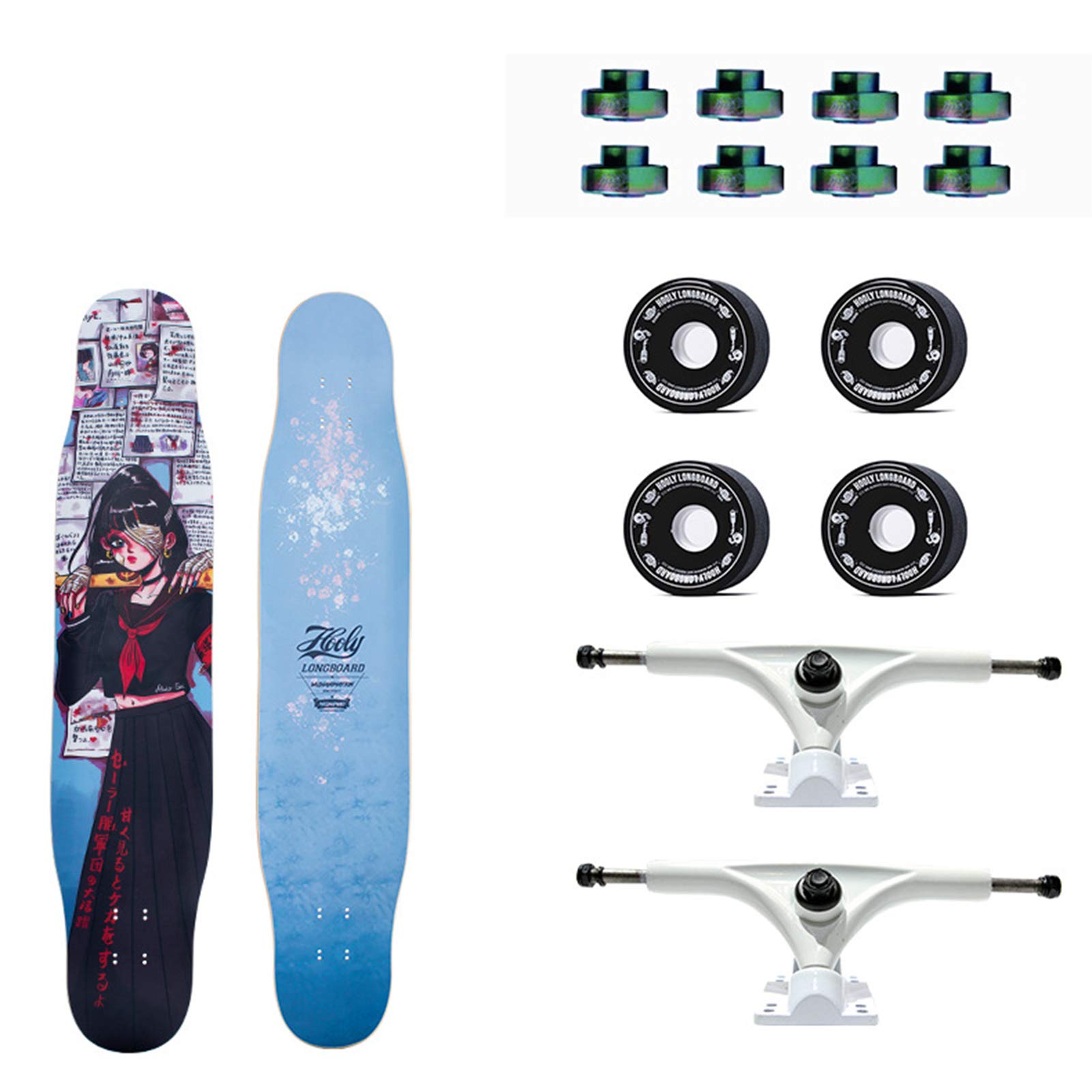 RajoNN Skateboard Longboard da Discesa da 45 Pollici Attraverso Il Ponte 10 Strati di Acero Canadese, Cruiser Completo, Tavola da Ballo per Principianti in Stile Libero per Ragazzi Ragazze