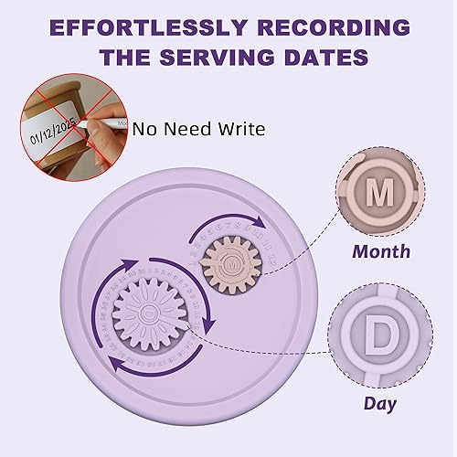 Miniatura 2 de Recipientes de silicona para alimentos para bebés con tapas de seguimiento de fechas, paquete de 6 recipientes reutilizables para almacenamiento de
