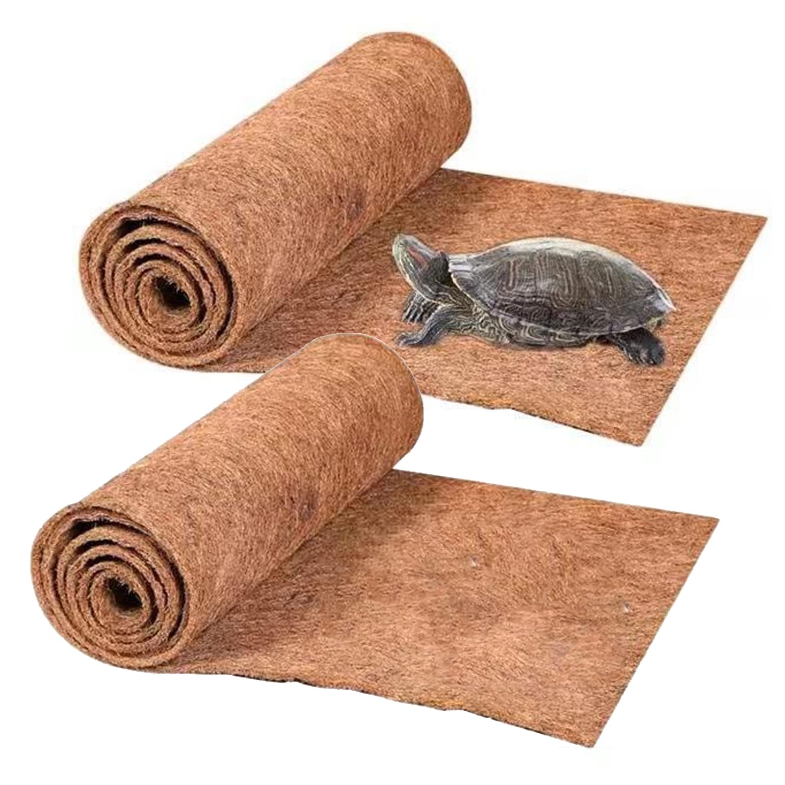 2 Rolls Reptile Carpet Coconut Fiber Bearded Dragon Substrates Snake Tortoise Bedding Matting Tortoise Substrate Pet Terrarium Liner for Reptiles, Lizards, Anoles, Turtles (50x30cm)