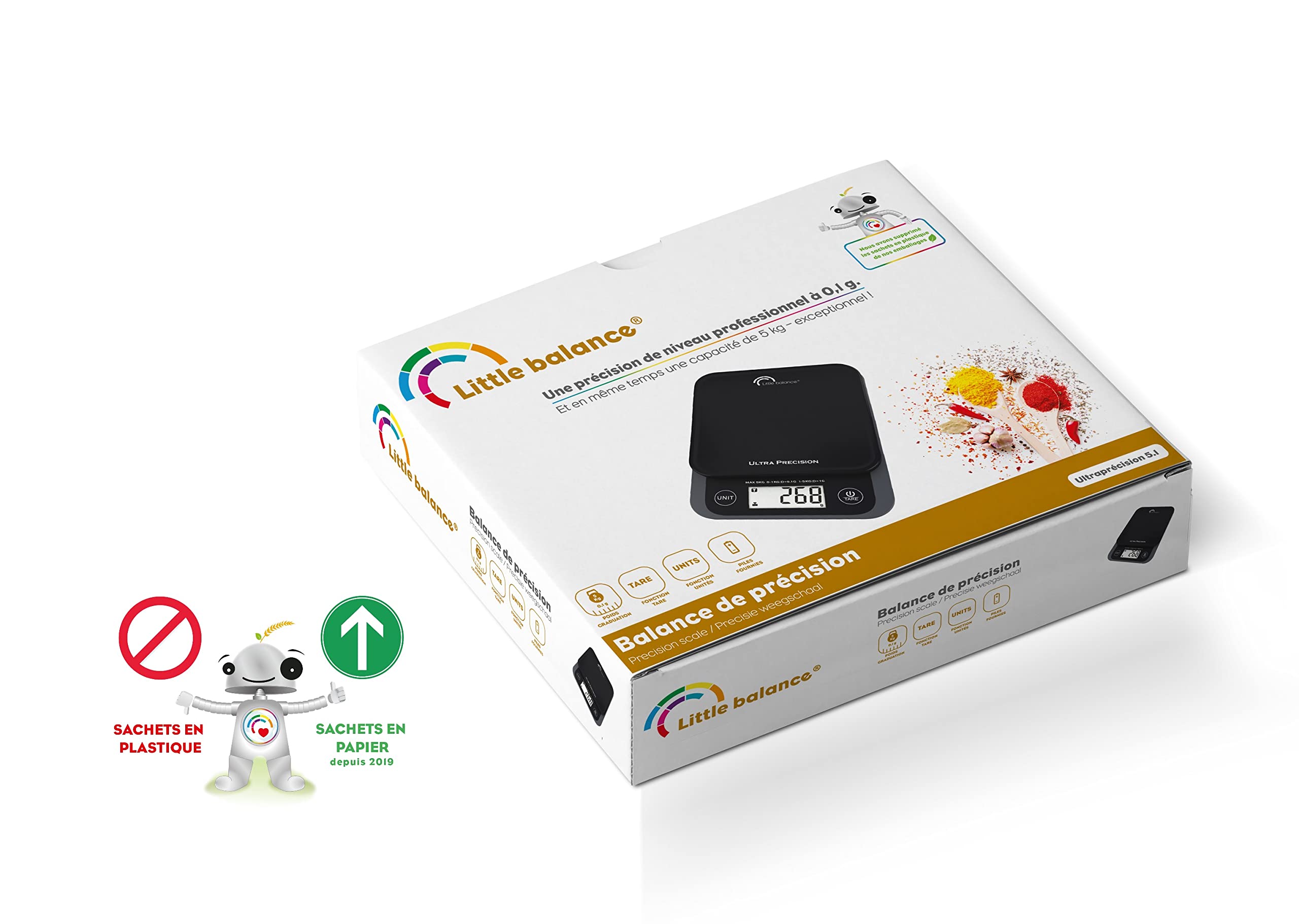 LITTLE BALANCE 8509 Ultraprécision 5.1, Pèse lettres, balance électronique, 5 kg, Ultraprécise 0.1 g, Noir