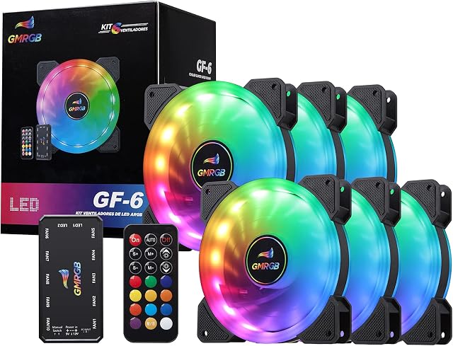 6 Kit 120mm Ventilador de Refrigeração argb Velocidade Ajustável LED 12cm Dupla Halo Computador Radiador Chassi Ventilador (6PCS)