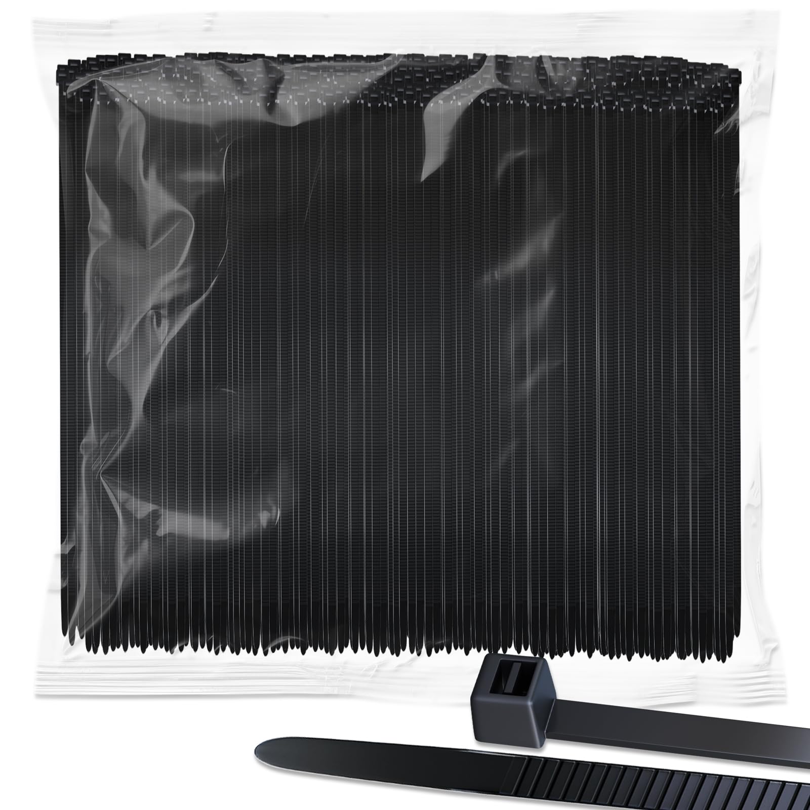 ZENIX Cable Ties, Black, 5.2 mm × 350 mm, Pack of 1,300: UV-Resistant, Extra-Long Cable Ties, Black. 28 kg Tensile Strength.Suitable for Indoor and Outdoor use, as Well as in the Home and Office.
