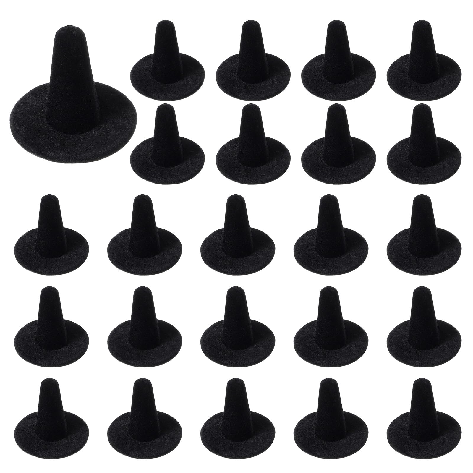 HOFURME 24 Pack Black Velvet Ring Display Holders - Premium Velvet Ring Holder Jewelry Organizer Stand for Retail Stores, Home, Exhibitions (Cardboard & Velvet)