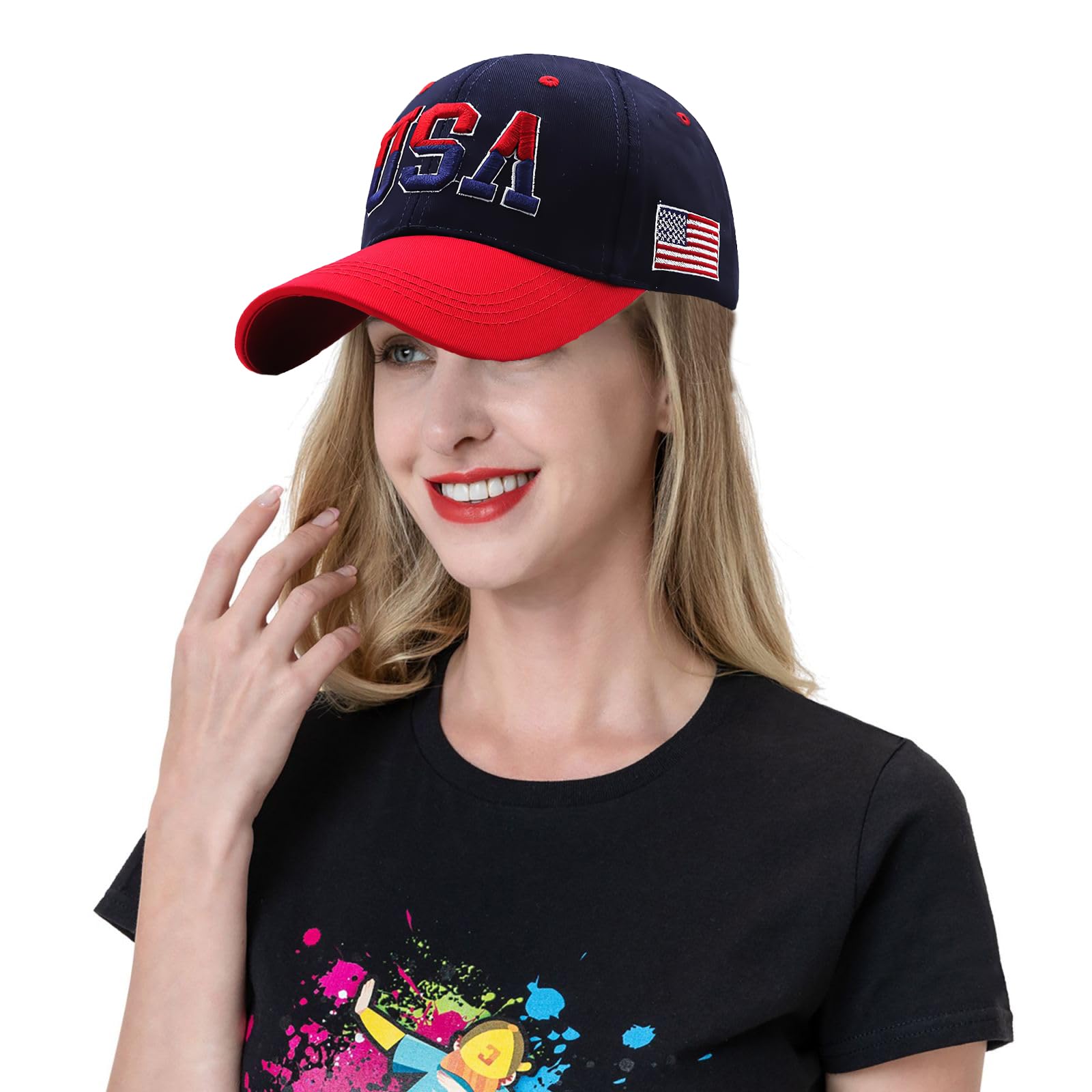 Gorras de béisbol con la bandera estadounidense bordada con la bandera de Estados Unidos, sombrero patriótico ajustable para hombres y mujeres