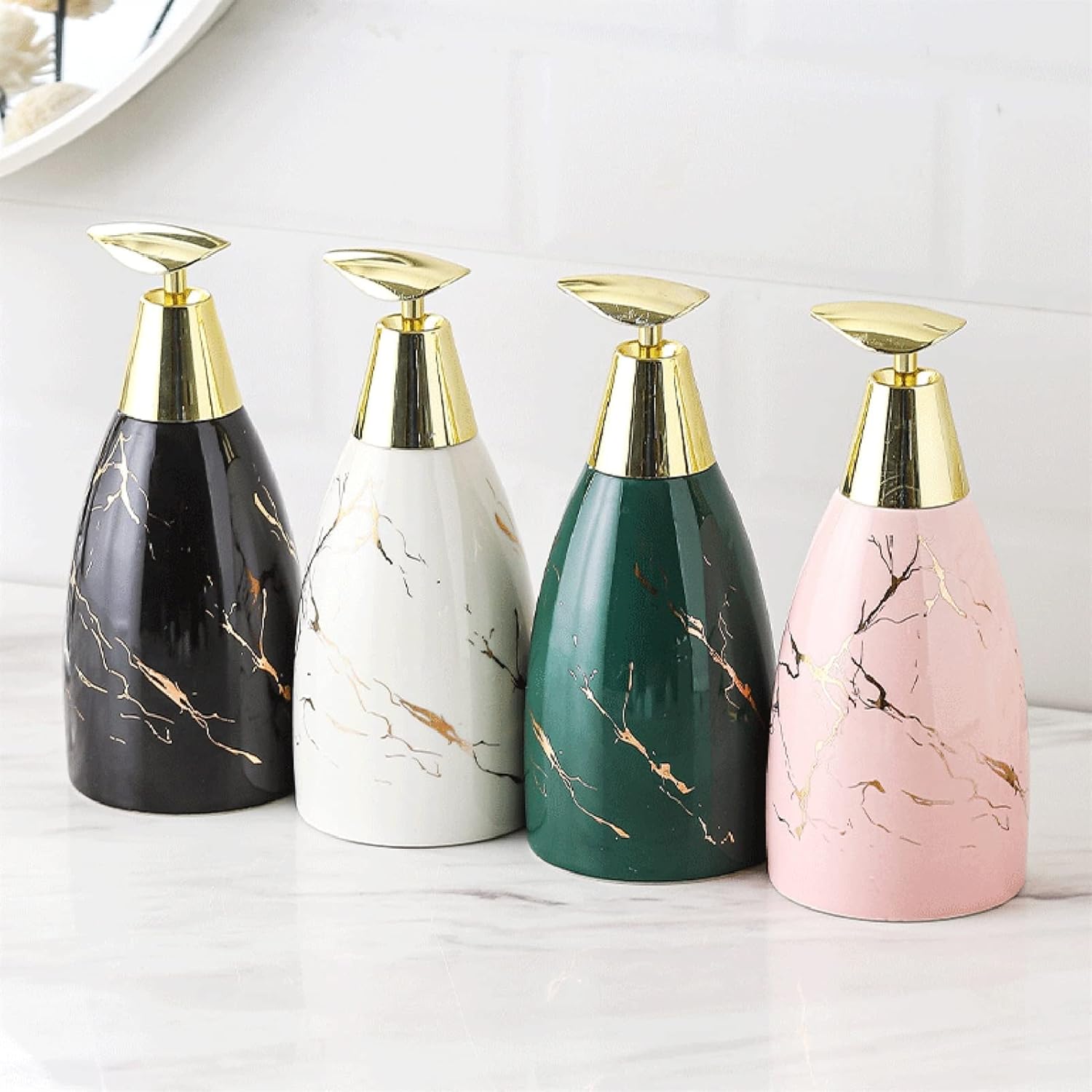 Soap Dispenser Ceramic Soap Dispenser Lotion Bottle Bathroom Decoration Accessories Shampoo Bottle Home Container Decoration Empty Press Pump Bottles (Color : Lotion Bottle 4) (Lotion Bottle 1 )